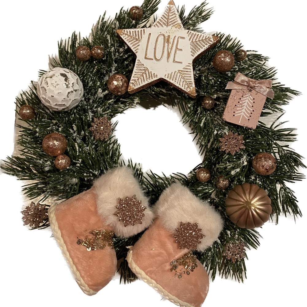Rose Gold Girl/Baby Christmas Wreath